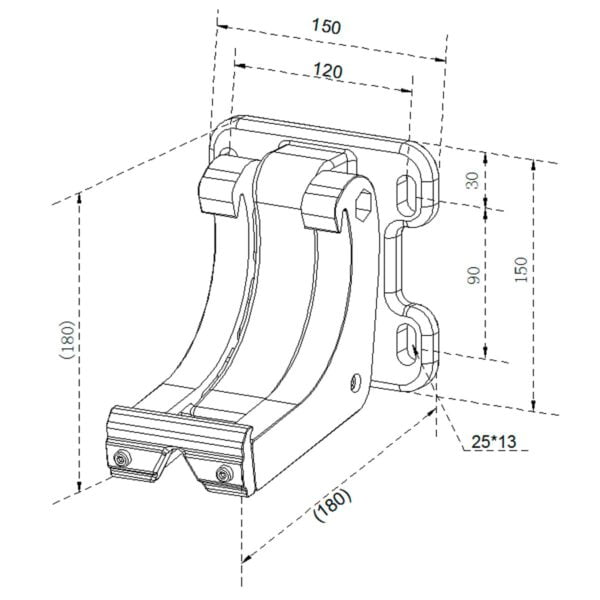 Alu Wandhalterung für Vollkassetten Markisen Anthrazit (ähnlich RAL 7016)
