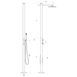 Designer Gartendusche aus V4A / 316 Edelstahl Modell "LANIKAI"
