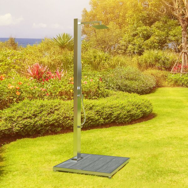 Designer Gartendusche aus V4A / 316 Edelstahl Modell "MELE"