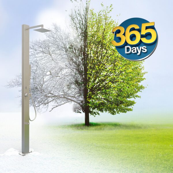 Designer Gartendusche aus V4A / 316 Edelstahl Modell "MELE"