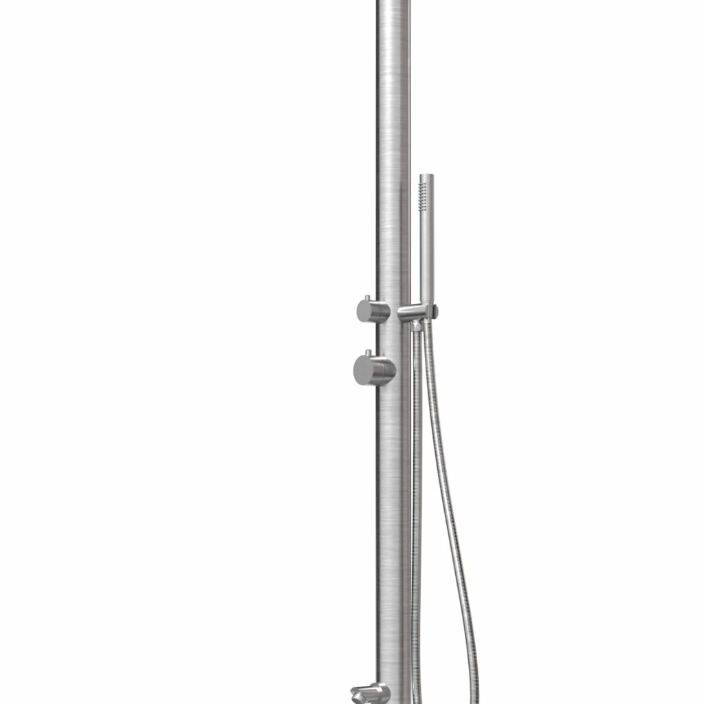 Designer Gartendusche aus V4A / 316 Edelstahl Modell "NALU"