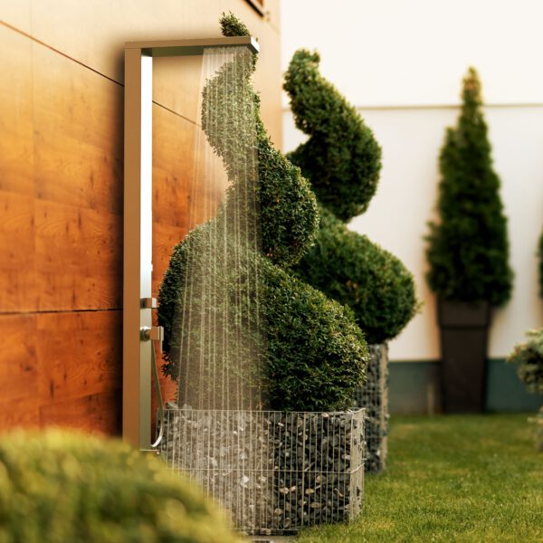 Designer Gartendusche aus V4A / 316 Edelstahl Modell "NANI"