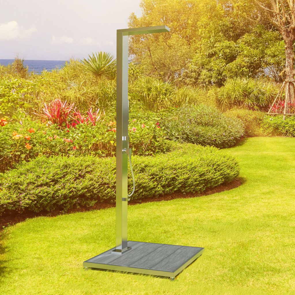 Designer Gartendusche aus V4A / 316 Edelstahl Modell "NANI"
