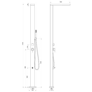 Designer Gartendusche aus V4A / 316 Edelstahl Modell "NANI"