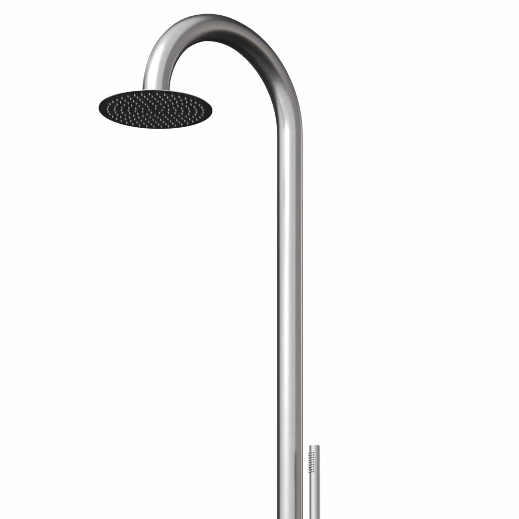 Designer Gartendusche aus V4A / 316 Edelstahl Modell "NOE"