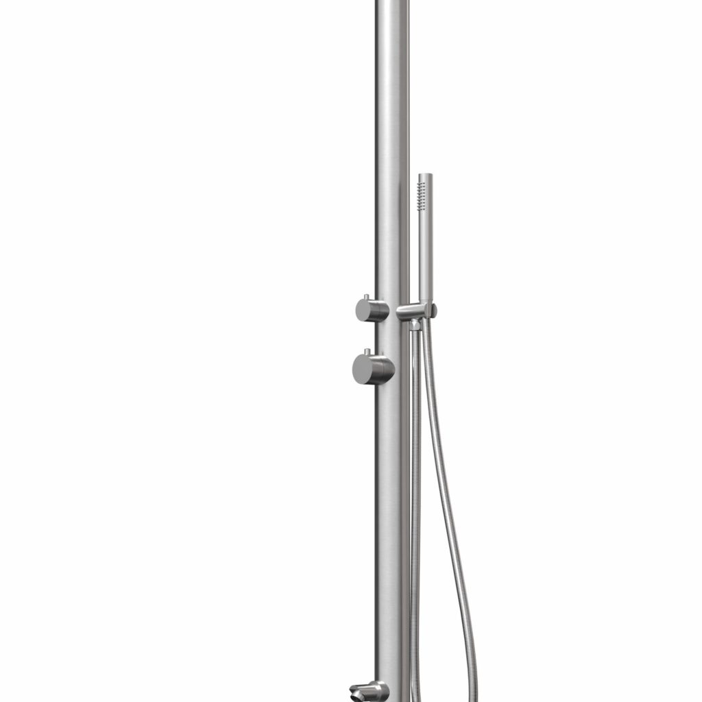 Designer Gartendusche aus V4A / 316 Edelstahl Modell "NOE"