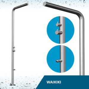 Designer Gartendusche aus V4A / 316 Edelstahl Modell "WAIKIKI"