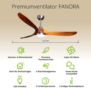Deckenventilator mit Beleuchtung Modell Fanora