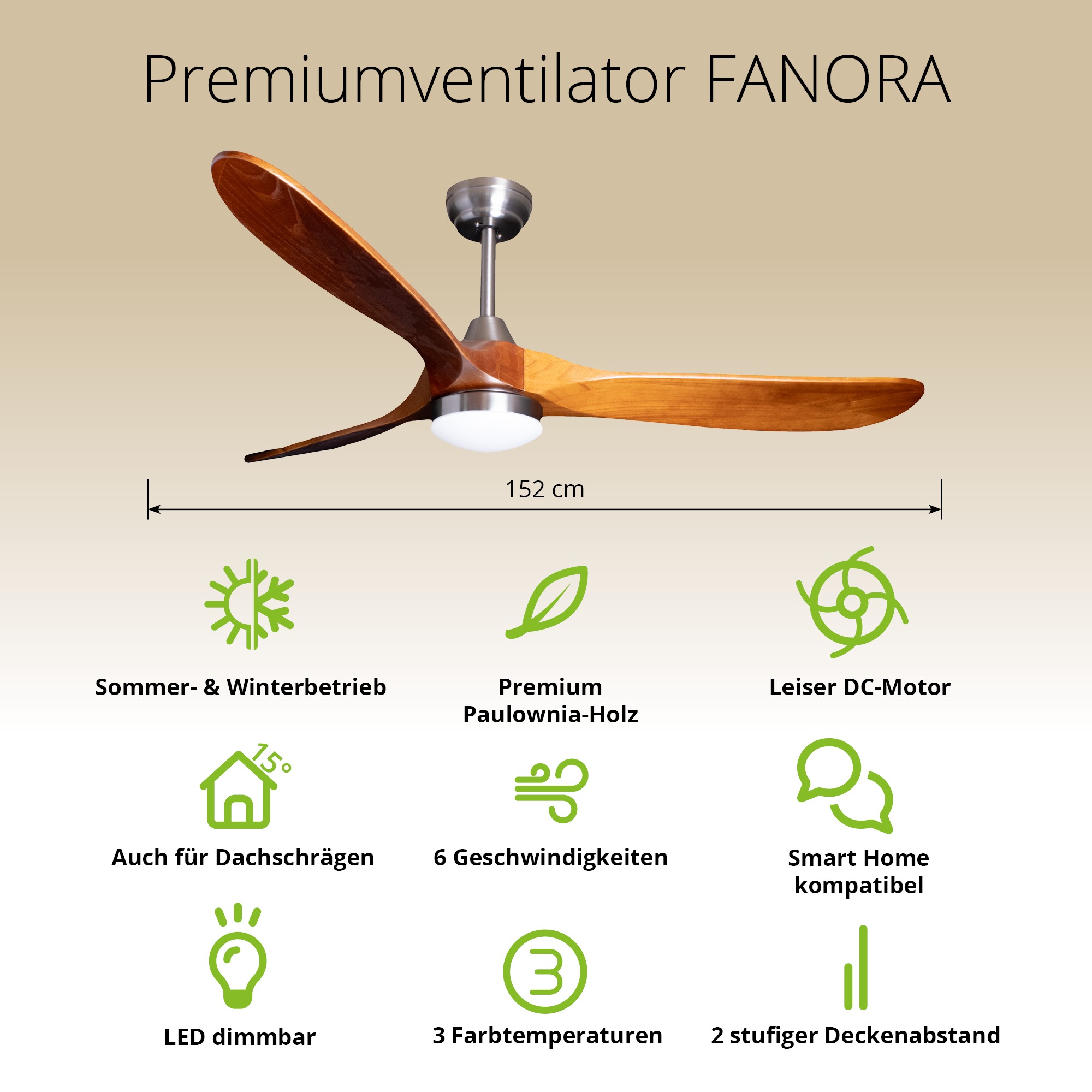 Deckenventilator mit Beleuchtung Modell Fanora