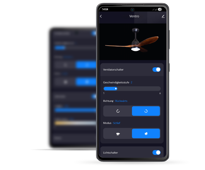 Deckenventilator mit Beleuchtung Modell Ventro und Ventro XL