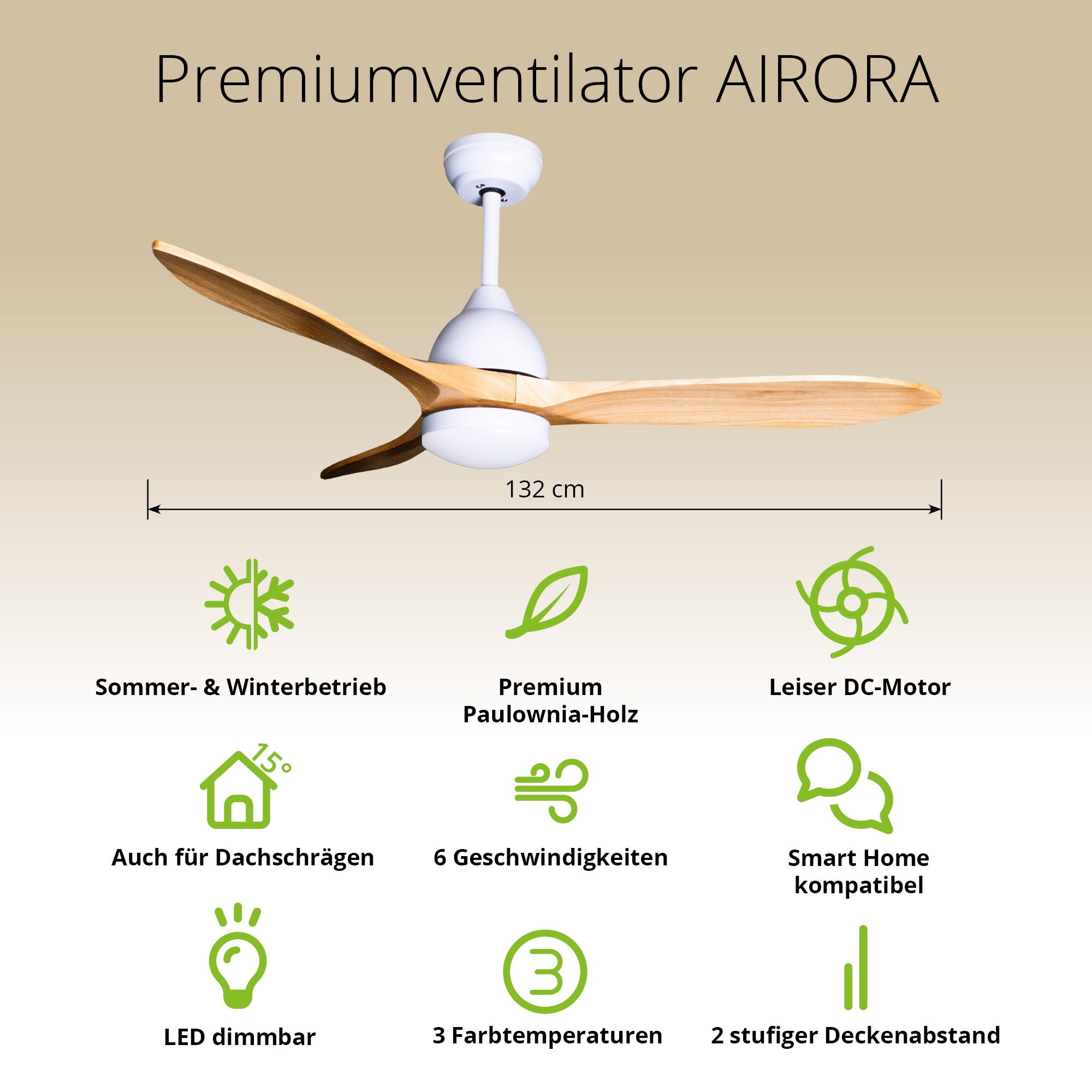 Deckenventilator mit Beleuchtung Modell Airora