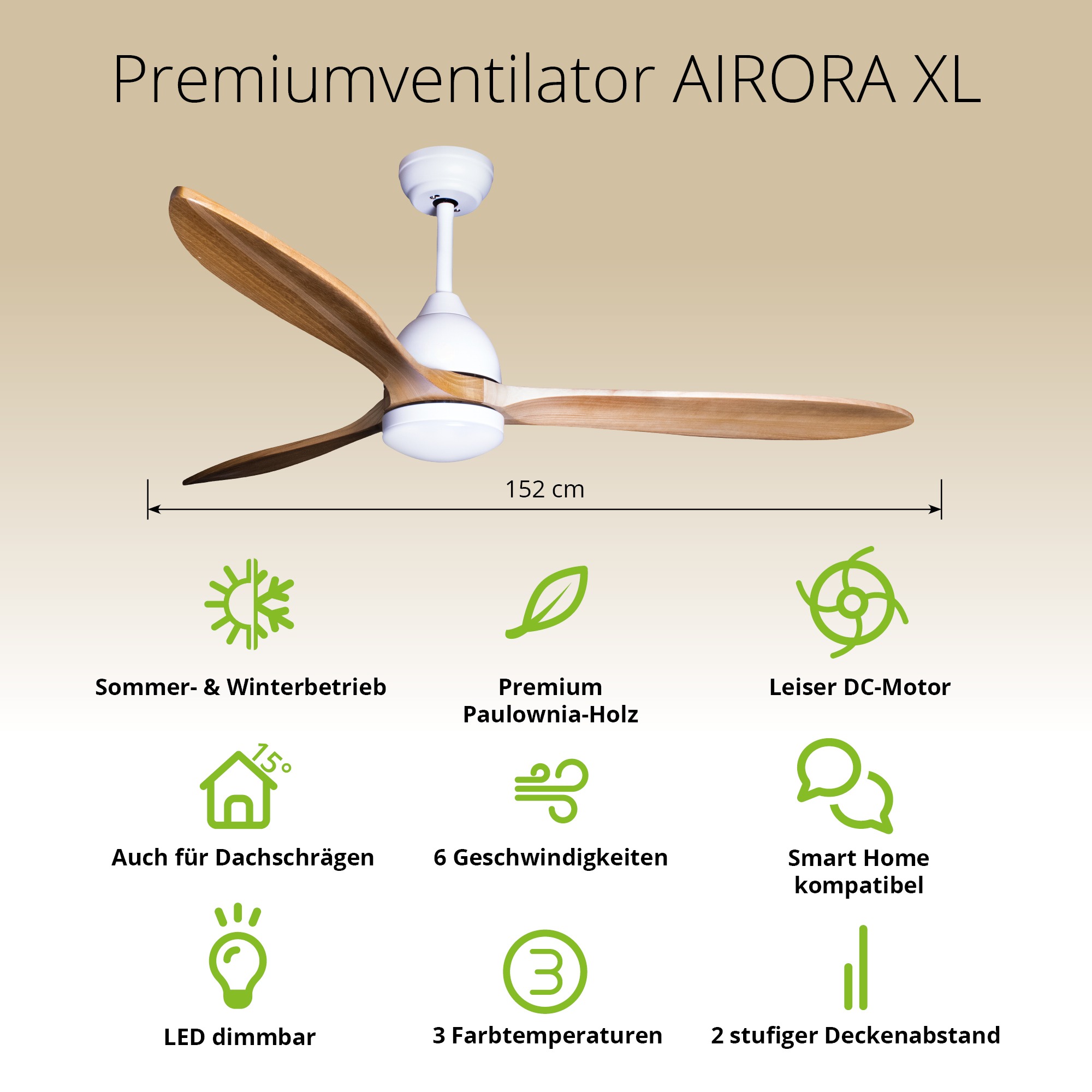 Deckenventilator mit Beleuchtung Modell Airora XL