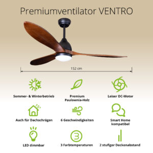 Deckenventilator mit Beleuchtung Modell Ventro