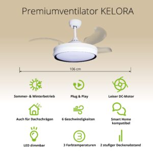 Deckenventilator mit Beleuchtung – weiße Basis, modernes Design & LED-Licht – Bild 33