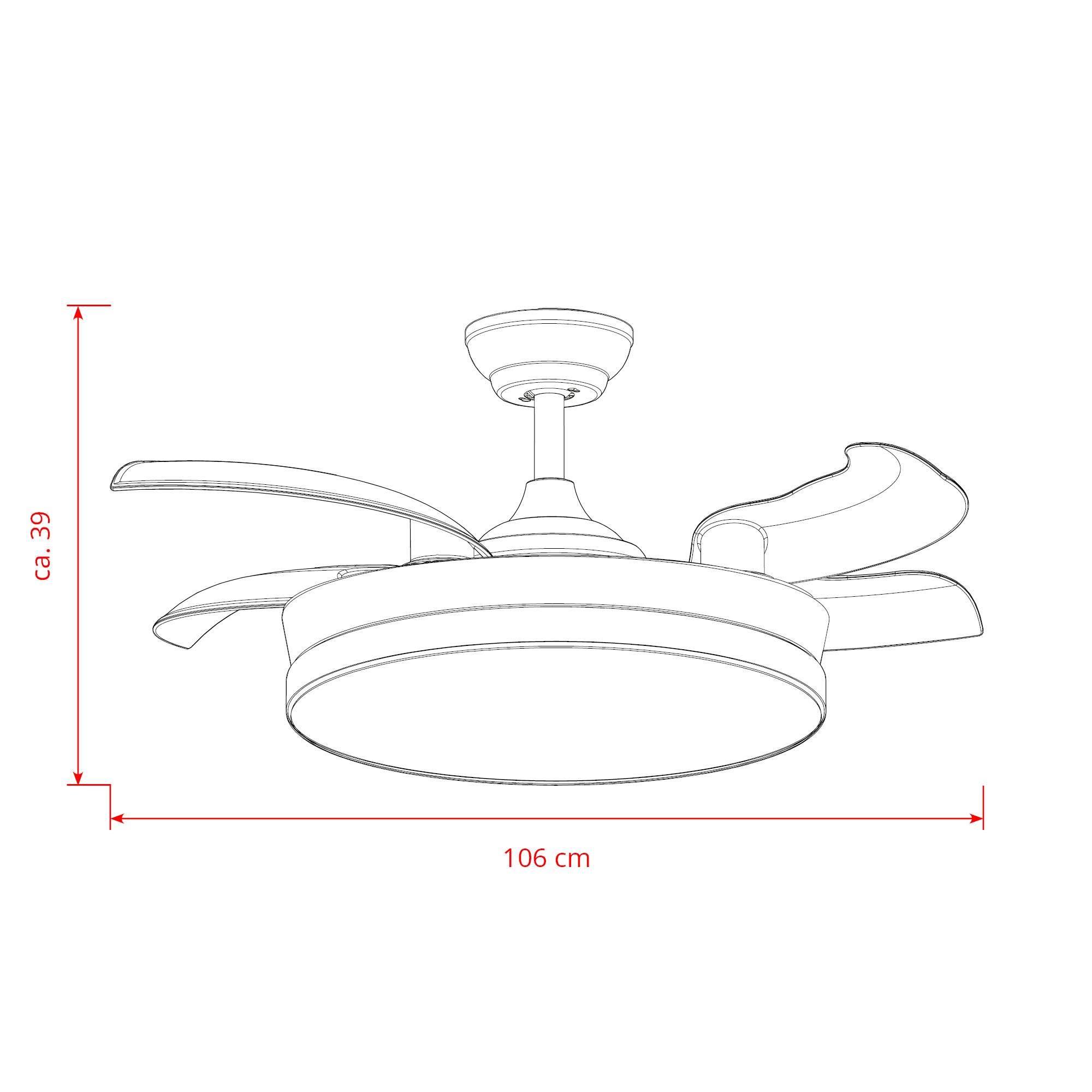 Deckenventilator mit Beleuchtung – weiße Basis, modernes Design & LED-Licht – Bild 48