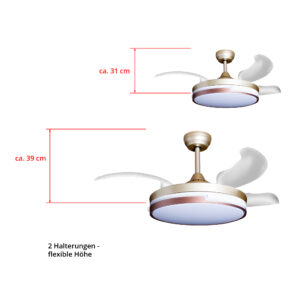 Deckenventilator mit Beleuchtung – goldfarbene Basis, modernes Design & LED-Licht – Bild 49