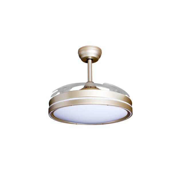 Deckenventilator mit Beleuchtung – goldfarbene Basis, modernes Design & LED-Licht