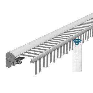 Markise elektrisch Standard Kassettenmarkise Gelenkarmmarkise Gestell Farbe Weiß (entspricht RAL 9010)