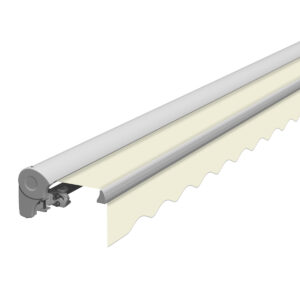 Markise Manuell Standard Kassettenmarkise Gelenkarmmarkise Gestell Farbe Weiß (entspricht RAL 9010)