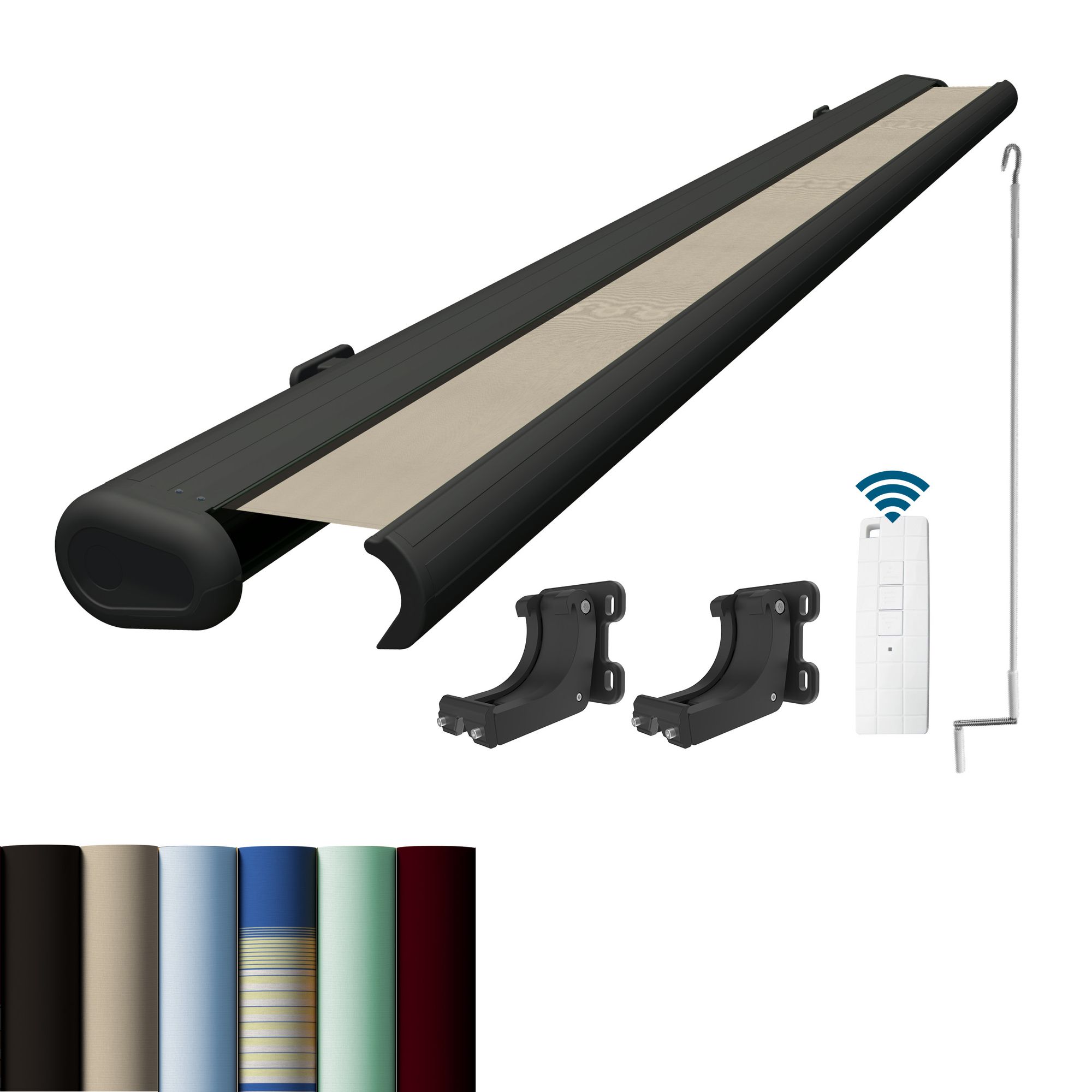 Markise elektrische Premium Kassettenmarkise Gelenkarm Vollkassettenmarkise anthrazit Kassette (Ähnlich RAL 7016)