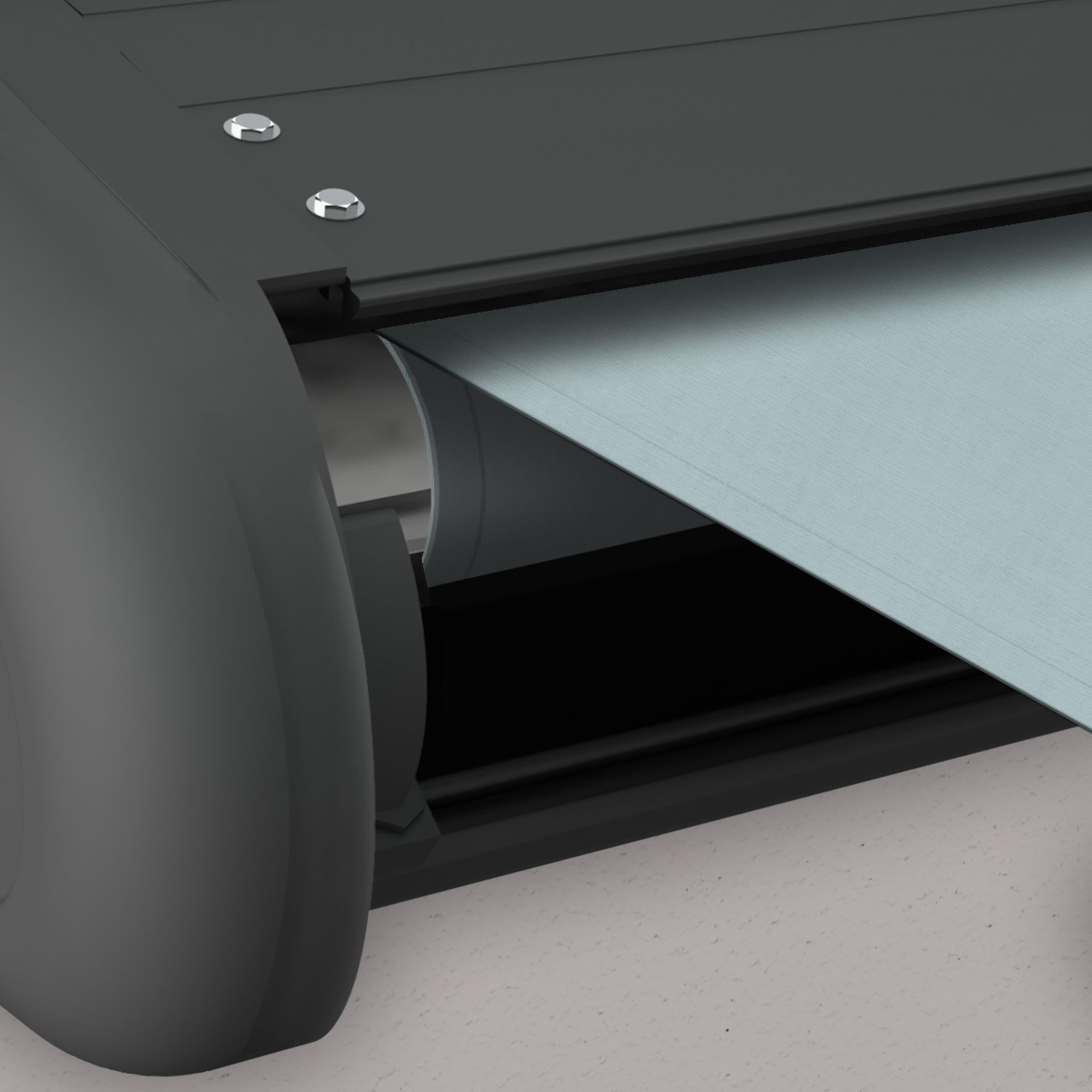 Markise elektrische Premium Kassettenmarkise Gelenkarm Vollkassettenmarkise basaltgraue Kassette (Ähnlich RAL 7012)