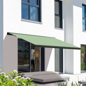 Markise elektrische Premium Kassettenmarkise Gelenkarm Vollkassettenmarkise basaltgraue Kassette (Ähnlich RAL 7012)