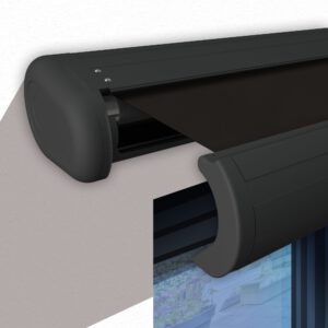Markise elektrische Premium Kassettenmarkise Gelenkarm Vollkassettenmarkise anthrazit Kassette (Ähnlich RAL 7016)