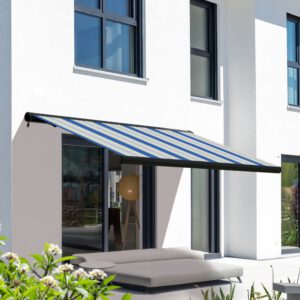 Markise elektrische Premium Kassettenmarkise Gelenkarm Vollkassettenmarkise anthrazit Kassette (Ähnlich RAL 7016)