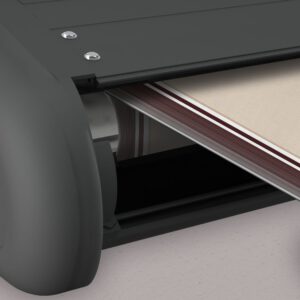 Markise elektrische Premium Kassettenmarkise Gelenkarm Vollkassettenmarkise basaltgraue Kassette (Ähnlich RAL 7012)