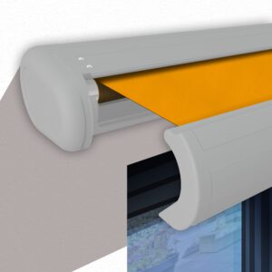 Markise elektrische Premium Kassettenmarkise Gelenkarm Vollkassettenmarkise weiße Kassette (entspricht RAL 9010)