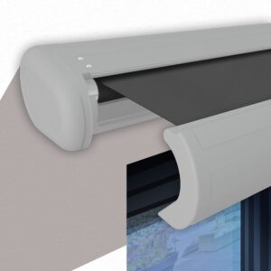 Markise elektrische Premium Kassettenmarkise Gelenkarm Vollkassettenmarkise weiße Kassette (entspricht RAL 9010)