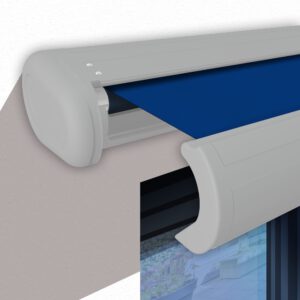 Markise elektrische Premium Kassettenmarkise Gelenkarm Vollkassettenmarkise weiße Kassette (entspricht RAL 9010)