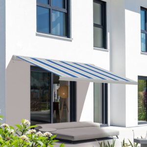 Markise elektrische Premium Kassettenmarkise Gelenkarm Vollkassettenmarkise weiße Kassette (entspricht RAL 9010)