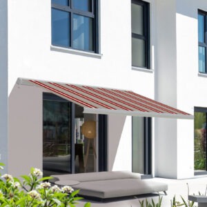 Markise elektrische Premium Kassettenmarkise Gelenkarm Vollkassettenmarkise weiße Kassette (entspricht RAL 9010)