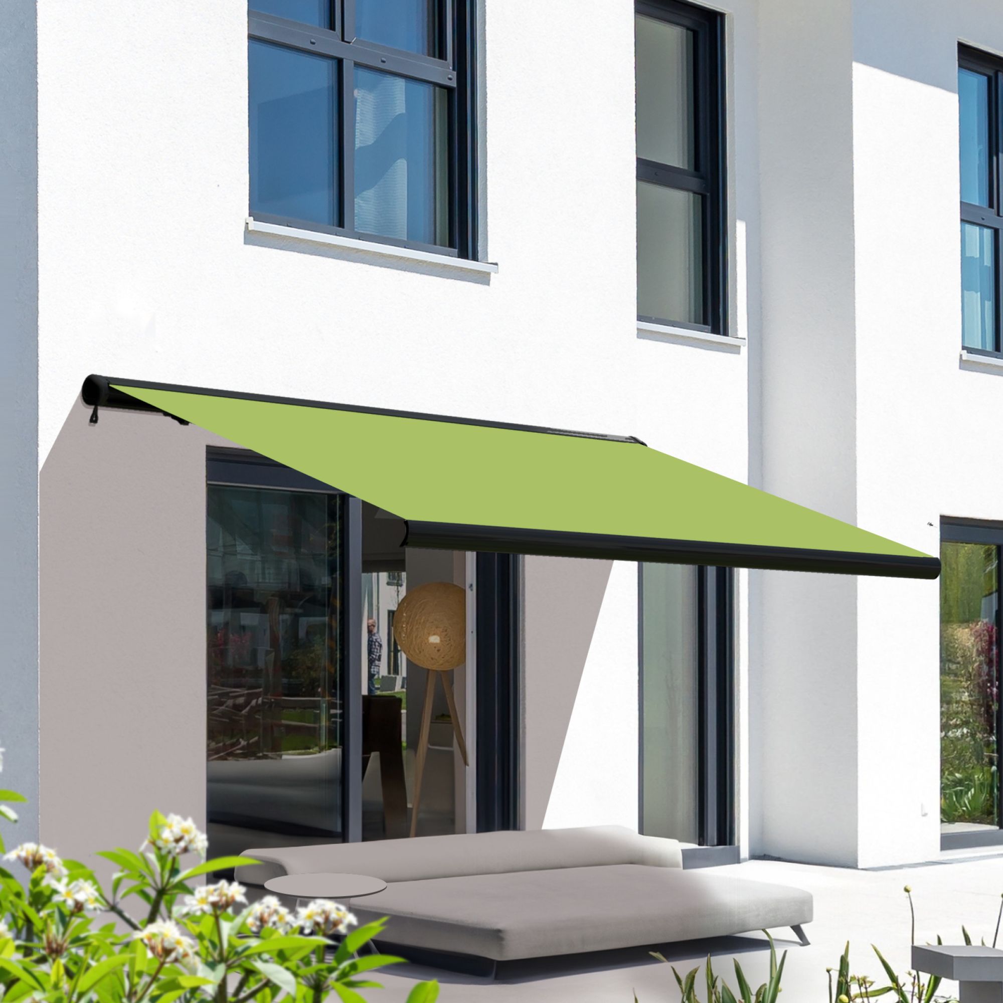 Markise elektrische Premium Kassettenmarkise Gelenkarm Vollkassettenmarkise anthrazit Kassette (Ähnlich RAL 7016)