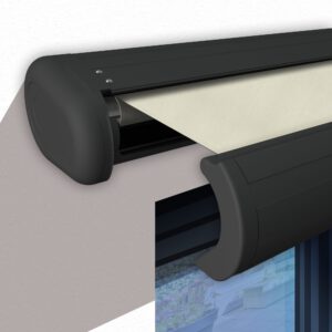 Markise elektrische Premium Kassettenmarkise Gelenkarm Vollkassettenmarkise anthrazit Kassette (Ähnlich RAL 7016)