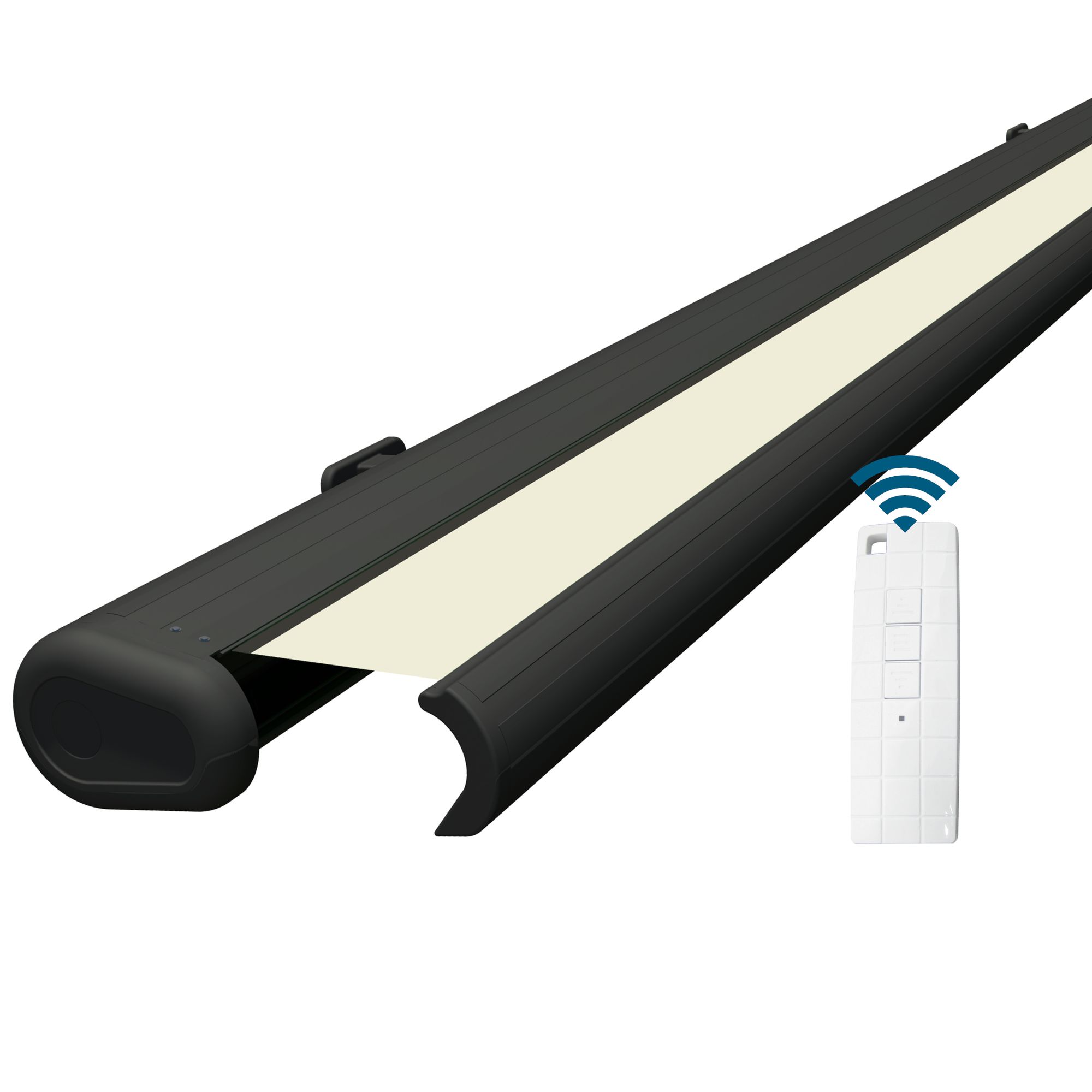 Markise elektrische Premium Kassettenmarkise Gelenkarm Vollkassettenmarkise anthrazit Kassette (Ähnlich RAL 7016)