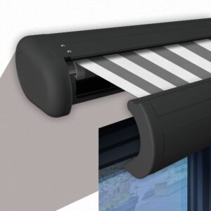 Markise elektrische Premium Kassettenmarkise Gelenkarm Vollkassettenmarkise anthrazit Kassette (Ähnlich RAL 7016)