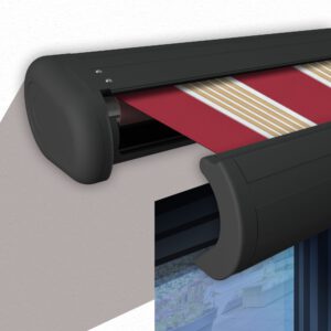 Markise elektrische Premium Kassettenmarkise Gelenkarm Vollkassettenmarkise anthrazit Kassette (Ähnlich RAL 7016)