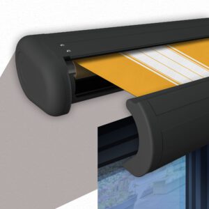 Markise elektrische Premium Kassettenmarkise Gelenkarm Vollkassettenmarkise anthrazit Kassette (Ähnlich RAL 7016)