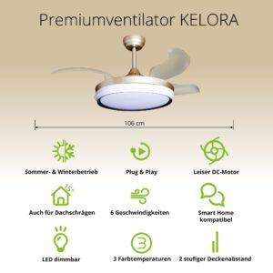 Deckenventilator mit Beleuchtung – goldfarbene Basis, modernes Design & LED-Licht – Bild 33