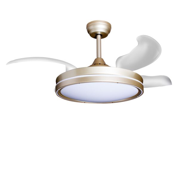Deckenventilator mit Beleuchtung – goldfarbene Basis, modernes Design & LED-Licht
