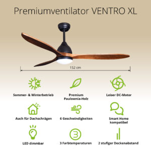 Deckenventilator mit Beleuchtung Modell Ventro XL