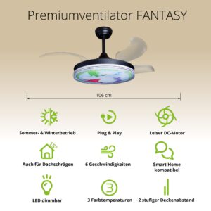 Deckenventilator mit Beleuchtung – schwarze Basis, modernes Design & LED-Licht – Bild 31
