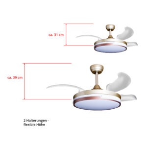 Deckenventilator mit Beleuchtung – goldfarbene Basis, modernes Design & LED-Licht – Bild 49