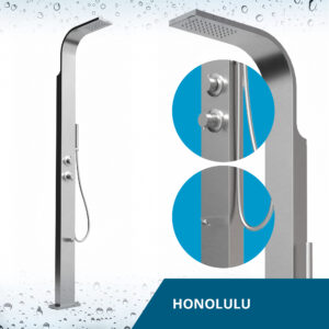 Designer Gartendusche aus V4A / 316 Edelstahl Modell "HONOLULU"