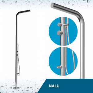 Designer Gartendusche aus V4A / 316 Edelstahl Modell "NALU"