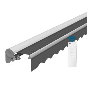 Markise elektrisch Standard Kassettenmarkise Gelenkarmmarkise Gestell Farbe Weiß (entspricht RAL 9010)