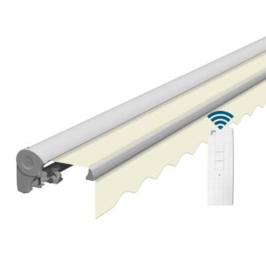 Markise elektrisch Standard Kassettenmarkise Gelenkarmmarkise Gestell Farbe Weiß (entspricht RAL 9010)