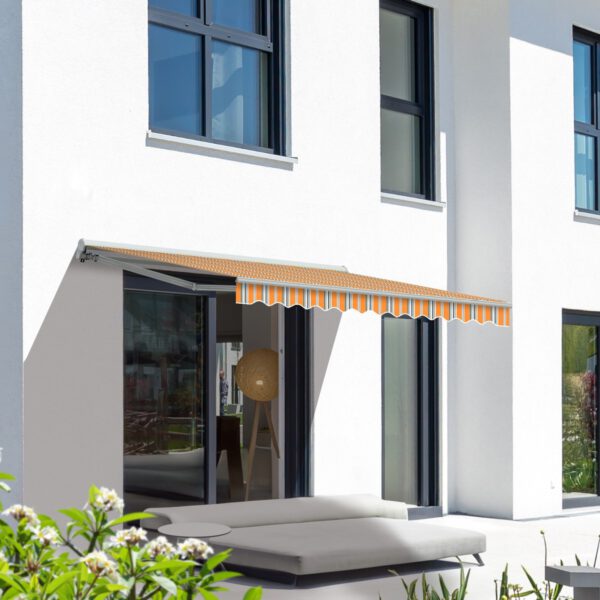 Markise elektrisch Standard Kassettenmarkise Gelenkarmmarkise Gestell Farbe Weiß (entspricht RAL 9010)